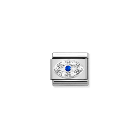 Nomination Composable Classic  Unisex  Link Eye with White and Blue CZ
