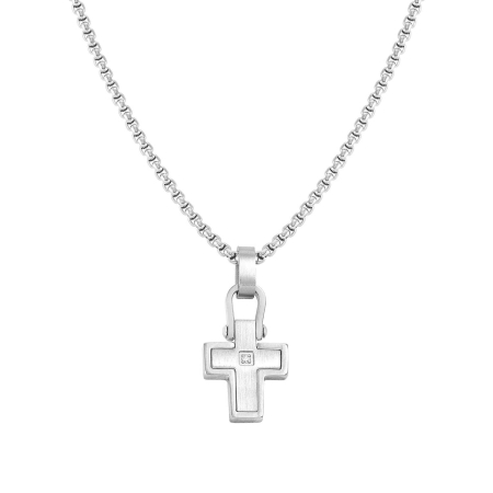 Nomination Manvision Stainless Steel Cross  Men`s  Necklace