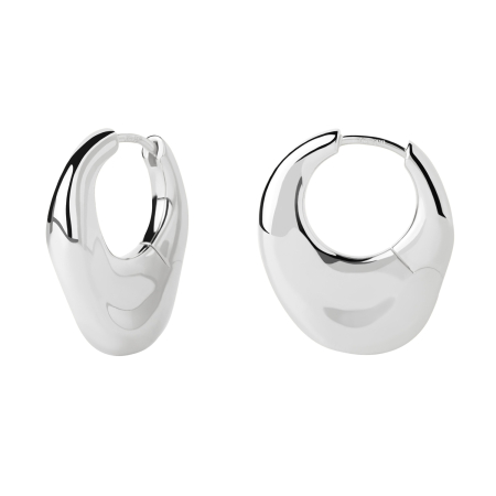 PDPAOLA Essentials _Volcano silver hoops  Γυναικεία Σκουλαρίκια