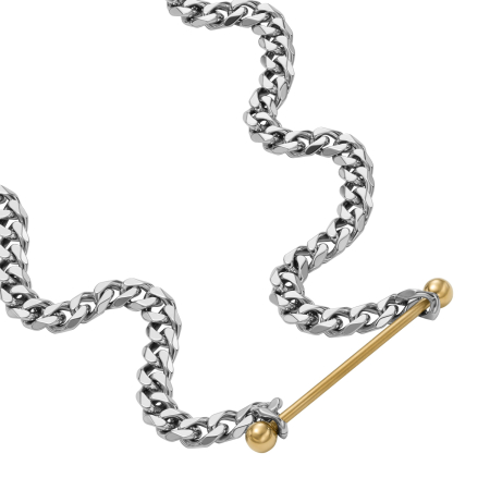 DIESEL Steel Two-Tone Stainless Steel Chain Men`s Necklace