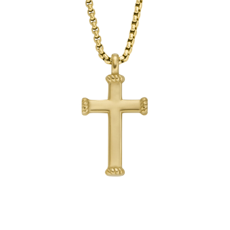 Fossil All Stacked Up Gold-Tone Cross  Men`s  Necklace