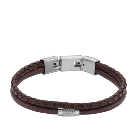 Fossil All Stacked Up Brown Leather  Ανδρικό Βραχιόλι