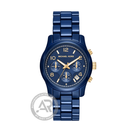 Michael Kors Runway Navy Blue-Coated Stainless Steel Ladies` Chronograph