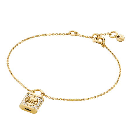 Michael Kors Premium 14K Gold-Plated Sterling Silver Pave Lock Γυναικείο Βραχιόλι