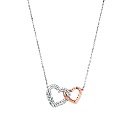 Michael Kors Premium Two-Tone Pave Interlocking Heart Γυναικείο Κολιέ