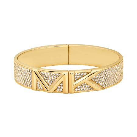 Michael Kors Premium Gold-Plated Faceted MK Pave Γυναικείο Βραχιόλι