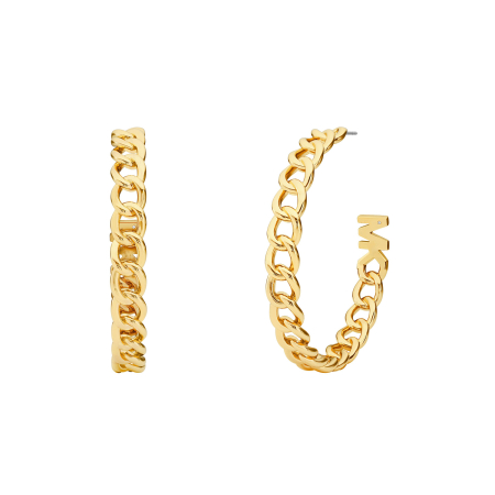 Michael Kors Premium Gold-Plated Curb Chain Hoop Ladies` Earrings