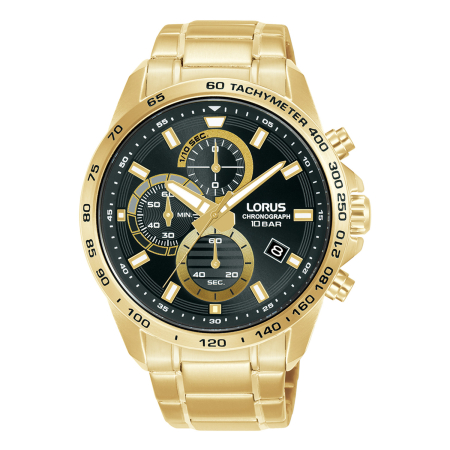 LORUS Sports Gold-Tone Stainless Steel  Men`s Chronograph 