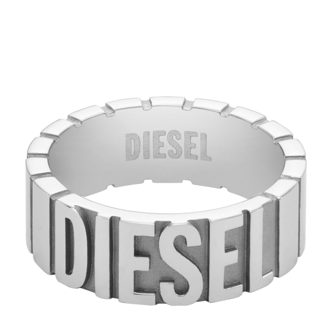 ☆DIESEL☆ silver ring DX1390040 Amazon.com: Diesel Men's Silver Stainless Steel Logo Band