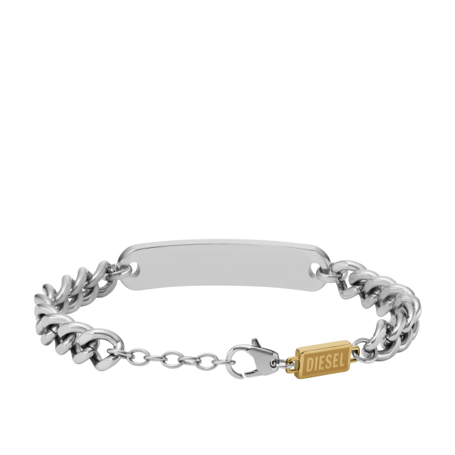 DIESEL Stackables Font Two-Tone Stainless Steel ID Chain Men