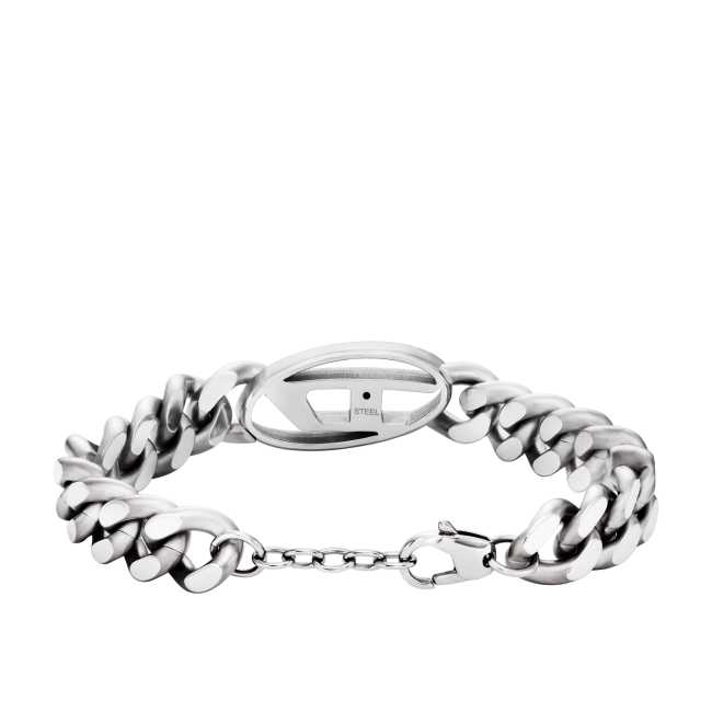 ☆DIESEL☆ Oval D Logo Chain Bracelet DX1432040 DIESEL Steel Oval D Logo Stainless Steel Chain Men`s Bracelet