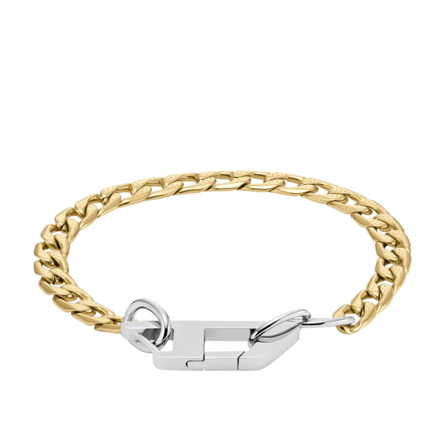 DIESEL Steel D Logo Two-Tone Stainless Steel Chain Men`s