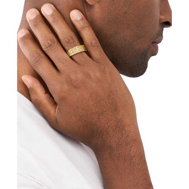 DIESEL Ring Gold-Tone Stainless Steel Men`s Ring